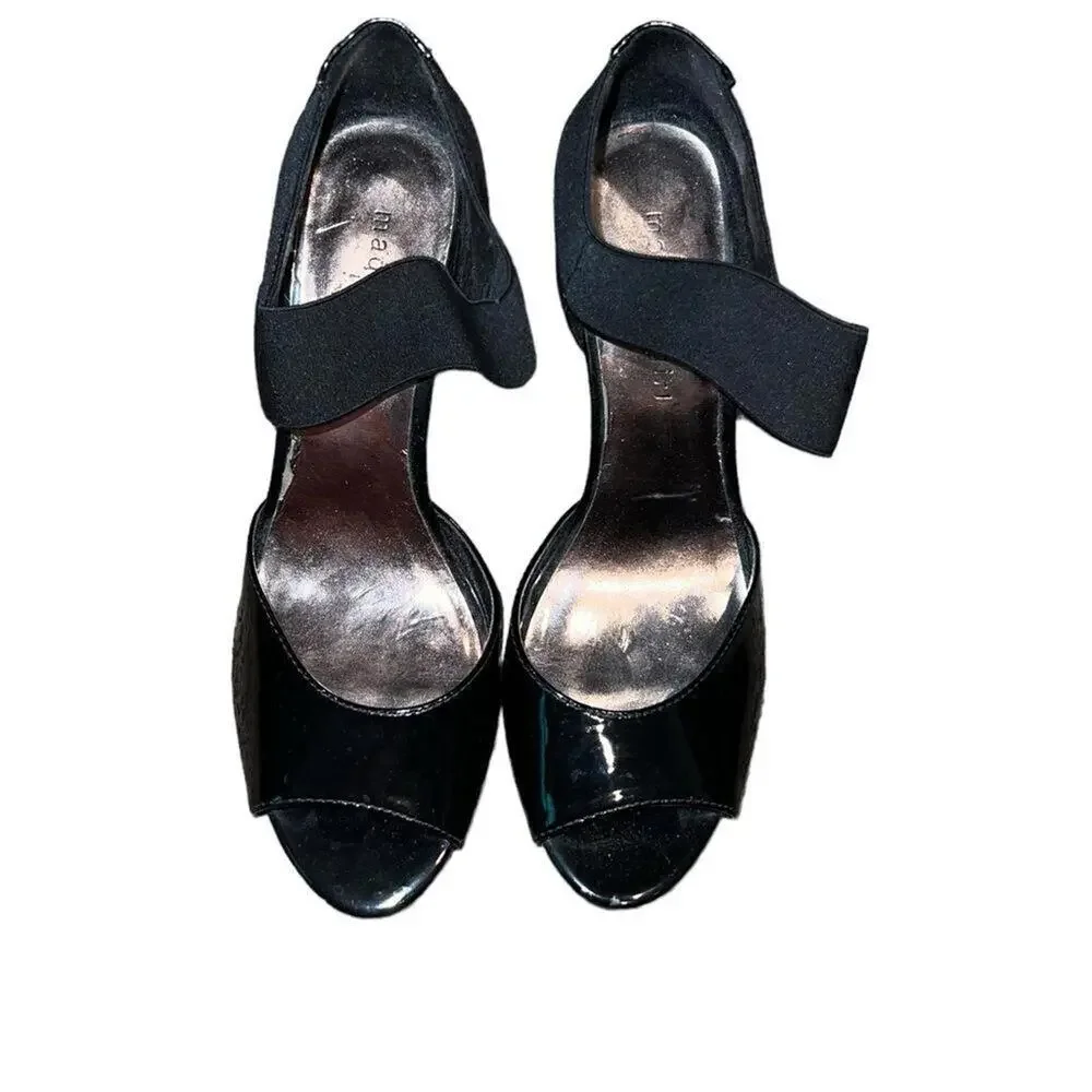 Madden Girl‎ Dillan faux patent leather and fabric heels women’s size 8M